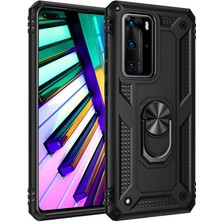 Huawei P40 Pro Kılıf Yatay ve Dikey Kullanıma Özel Zırh Özelliki Yüzüklü Telefon Kılıfı