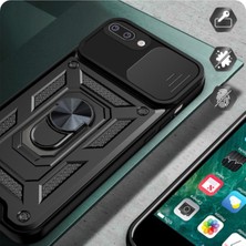 Apple iPhone 12 Pro Kılıf Sürgülü Kamera Korumalı Yüzüklü Zırhlı Telefon Kılıfı