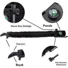 Refox Paracord Survival Bileklik Bıçak Pusula Magnezyum ve Ikaz Düdüğü