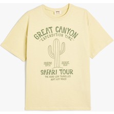 Koton Tişört Kaktüs Baskılı Kısa Kollu Bisiklet Yaka Pamuklu