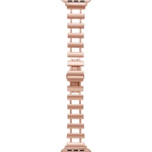 Gpack Apple Watch 4 5 42MM Kordon Metal Yandan Çıtçıtlı Boşluklu Tasarım KRD96 Rose Gold