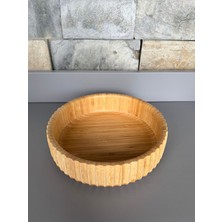 Janset Bambu Çizgili Kase Bambu Sunum Dekoratif Kase 30cm-5 cm