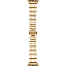 Gpack Apple Watch Series 8 41MM Kordon Metal Yandan Çıtçıtlı Boşluklu Tasarım KRD96 Gold