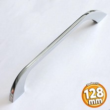 Badem10 Meriç Kulp 128 mm Krom Renk Metal Mobilya Mutfak Dolabı Çekmece Dolap Kulpları Kapak Kulpu Kulbu