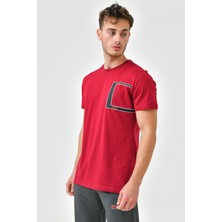 Cramp Sport Bordo Nakış Detaylı O Yaka Standart Kalıp Erkek T-Shirt