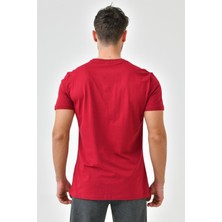 Cramp Sport Bordo Nakış Detaylı O Yaka Standart Kalıp Erkek T-Shirt