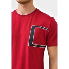 Cramp Sport Bordo Nakış Detaylı O Yaka Standart Kalıp Erkek T-Shirt