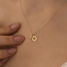Sefa Gold 14 Ayar Altın Pırlantalı Güneş Kolye