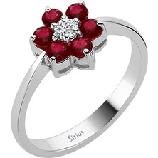 Sirius Yakut ve Pırlanta Taşlı Papatya Yüzük 0417R0210