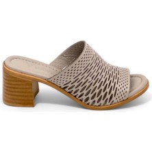 Voyager 9723 Bayan Deri Terlik - Taş - 39