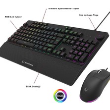 Rampage Eclıpse Siyah USB Rgb Aydınlatmalı Q Gaming 4 Tuş Makrolu Oyuncu Klavye Mouse Set