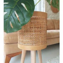 Bohemian Toprak Design Bohem, Bambu, Rattan Ayaklı Saksı, Saksılık , Ahşap Saksı