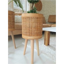 Bohemian Toprak Design Bohem, Bambu, Rattan Ayaklı Saksı, Saksılık , Ahşap Saksı