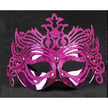 Himarry Metalik Fuşya Pembe Renk Masquerade Kelebek Simli Parti Maskesi 23X14 cm