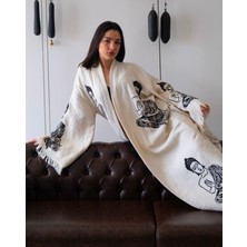 Bornoz ,Plaj Kıyafeti,Kimono , Kaftan ,Sabahlık Siyah Buda Desen Baskılı