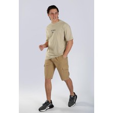 Lee Cooper Nigel Erkek %100 Pamuk O Yaka T-Shirt Bej