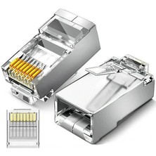 Koodmax 100 Adet - 50U" Gold Plated Stp CAT5E RJ45 Network Metal Konnektör - Ethernet Kablo Ucu Jak