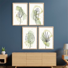 Pix Wall Art Soyut Temalı Dörtlü Ahşap Çerçeveli Mdf Tablo