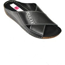 Fox Shoes P555091203 Siyah Hakiki Deri Comfort Ortopedik Taban Kadın Terlik