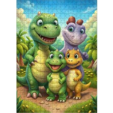 Tablomega Ahşap Mdf Puzzle Yapboz Mutlu Dinazor Ailesi 500 Parça 50*70 cm