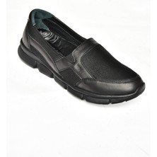 Fox Shoes P555070303 Siyah Deri Comfort Ortopedik Taban Kadın Ayakkabı