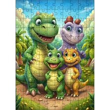 Tablomega Ahşap Mdf Puzzle Yapboz Mutlu Dinazor Ailesi 120 Parça 25*35 cm