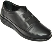 Fox Shoes P555070103 Siyah Deri Comfort Ortopedik Taban Kadın Ayakkabı