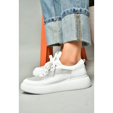 Fox Shoes S274048509 Beyaz Taşlı Kadın Spor Ayakkabı Sneakers