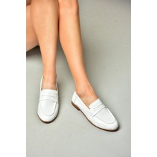 Fox Shoes S944007803 Beyaz Deri Kadın Babet