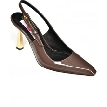 Fox Shoes S752098708 Kahverengi Rugan Kalın Topuklu Ayakkabı Kadın Ayakkabı