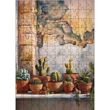 Ekart Ahşap Mdf Puzzle Yapboz Kaktüs Çeşitleri ve Eski Duvar 120 Parça 25*35 cm