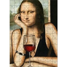 Ekart Ahşap Mdf Puzzle Yapboz Mona Lisa ve Şarap Kadehi 120 Parça 25*35 cm