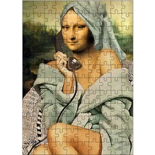 Ekart Ahşap Mdf Puzzle Yapboz Duştan Çıkan Telefonlu Mona Lisa 120 Parça 25*35 cm