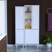 Almital Mobilya Aksesuarlari Modilayn Alaçatı Inci 92 X165 cm Kirli Çamaşır Sepetli Banyo Dolabı