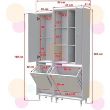 Almital Mobilya Aksesuarlari Modilayn Alaçatı Inci 92 X165 cm Kirli Çamaşır Sepetli Banyo Dolabı