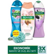 Palmolive Massage 500 Ml+ Palmolive Natural Almond + Po Moments 500 ml + Duş Lifi