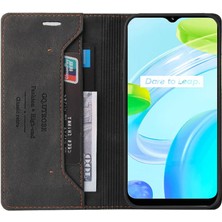 SZY Mall Realme C30 Kickstand Premium Deri Premium Deri Iki Kart Için Kılıf (Yurt Dışından)