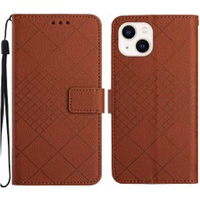 SZY Mall El Kayışı Cüzdan Pu Deri Elmas Kabartmalı ile IPhone 13 Için Flip Case (Yurt Dışından)