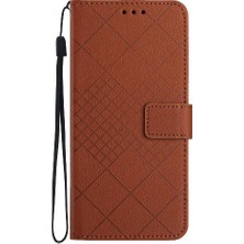 SZY Mall El Kayışı Cüzdan Pu Deri Elmas Kabartmalı ile IPhone 13 Için Flip Case (Yurt Dışından)