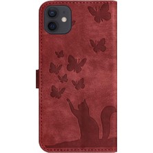 SZY Mall IPhone 12/12 Için Kılıf Pro Tutucu Kapak Kabartmalı Kelebek Kedi Flip Folio (Yurt Dışından)