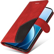 BDT Boutique Realme 12 Pro Artı Kickstand Koruyucu Iki Renkli Dikiş Için Flip Case (Yurt Dışından)