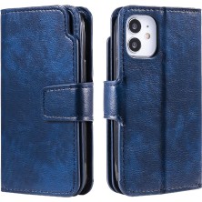 BDT Boutique IPhone 12 Için Kılıf Manyetik 9 Kart Yuvaları Cüzdan Kickstand Pu Deri (Yurt Dışından)