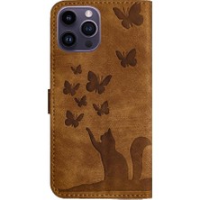 BDT Boutique IPhone 12 Için Kılıf Pro Max Kabartmalı Kelebek Kedi Tutucu Kapak Kart Durumda (Yurt Dışından)