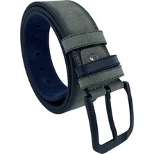 Süzer Deri 4.5 cm Spor Süet Suni Deri Dikişli Model Erkek Kemer Haki Yeşil