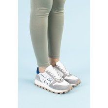 Getcho Spades Kadın Hakiki Deri Beyaz Gri Spor Ayakkabı