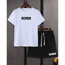 Amor Man Büyük Beden Özel Tasarım Dream Baskılı  Pamuk Yeni  Stil Erkek T-Shırt Şort Takımı