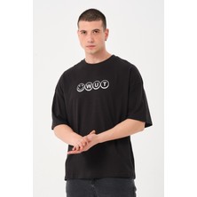 Owut Collection Erkek Bisiklet Yaka Logo Detaylı Oversize T-Shirt