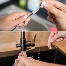 Emrah Gültekin Paslanmaz Çelik Pipet ve Pipet Temizleme Fırçası  Metal Pipet Seti 2 Adet Metal Pipet 1 Adet Fırça Metal Pipet