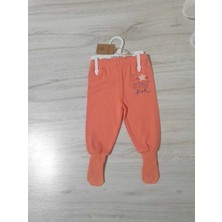 Fuar Baby Organik Turuncu Yıldız Desenli Çoraplı Pijama Altı