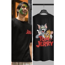 Fuddy Moda Sevimli Tom ve Jeryy Sırt Baskılı Tişört, Erkek-Kadın Çizgi Film Karakteri Baskılı T-Shirt
